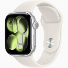 Apple Watch Series 11, 42 мм, корпус из алюминия (серебристый), спортивный ремешок (Starlight) S/M