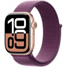 Apple Watch Series 10 42 мм (алюминиевый корпус, розовое золото/сливовый, нейлоновый ремешок)