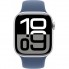 Apple Watch Series 10 42 мм (алюминиевый корпус, серебристый/синий, спортивный силиконовый ремешок)