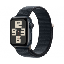 Apple Watch SE 2023, 40 мм, корпус из алюминия цвета «тёмная ночь», спортивный текстильный ремешок цвета «тёмная ночь» (MRE03)