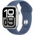 Apple Watch Series 10 42 мм (алюминиевый корпус, серебристый/синий, спортивный силиконовый ремешок)