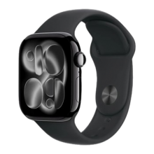 Apple Watch Series 11 42 мм (алюминиевый корпус, черный/черный, спортивный силиконовый ремешок S/M)