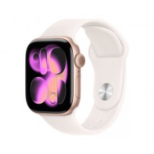 Apple Watch Series 11 42 мм (алюминиевый корпус, золотой/розовый, спортивный силиконовый ремешок S/M)